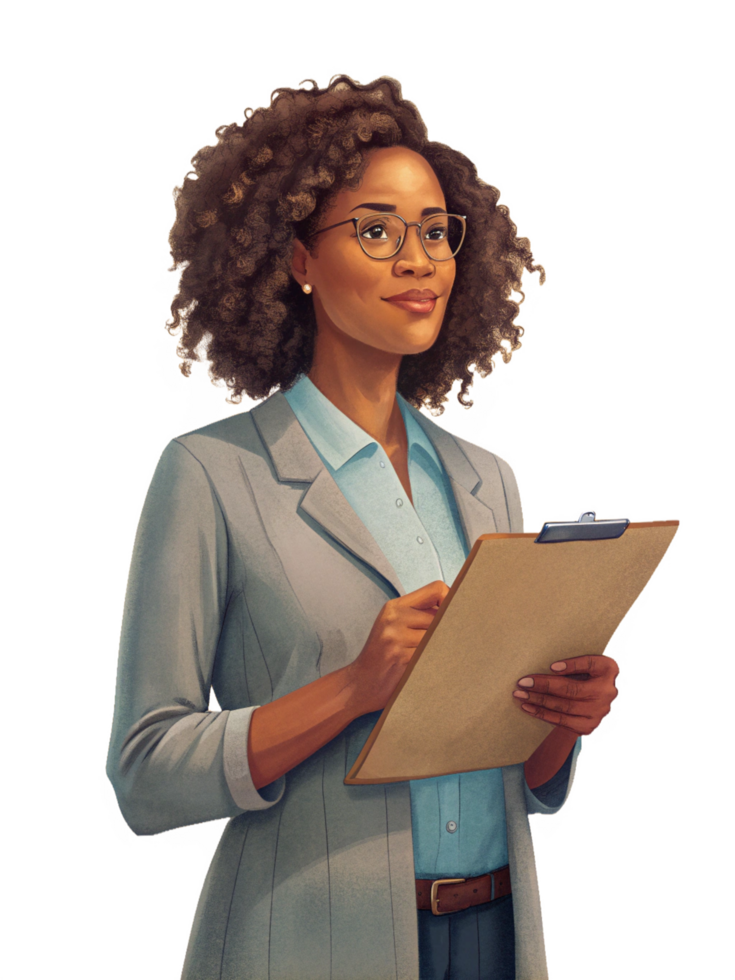 Female Hold Clipboard Illustration Image png