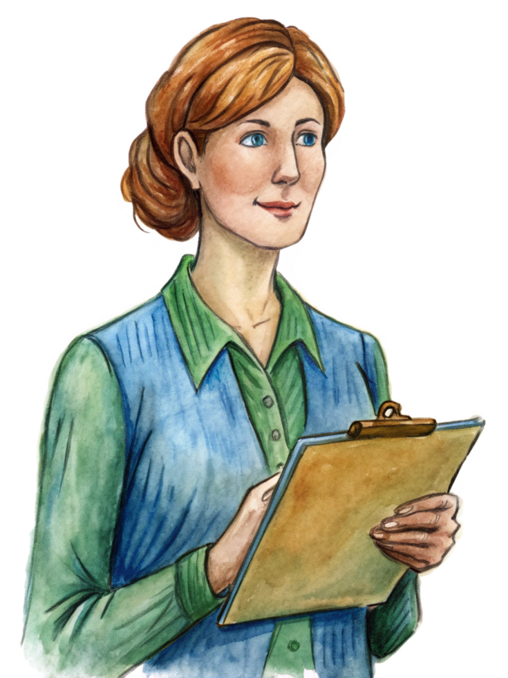 Female Hold Clipboard Hand Drawn Art png