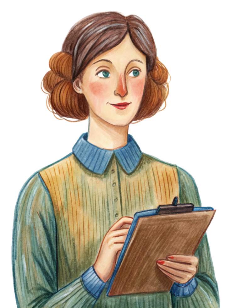 Female Hold Clipboard Hand Drawn Character png