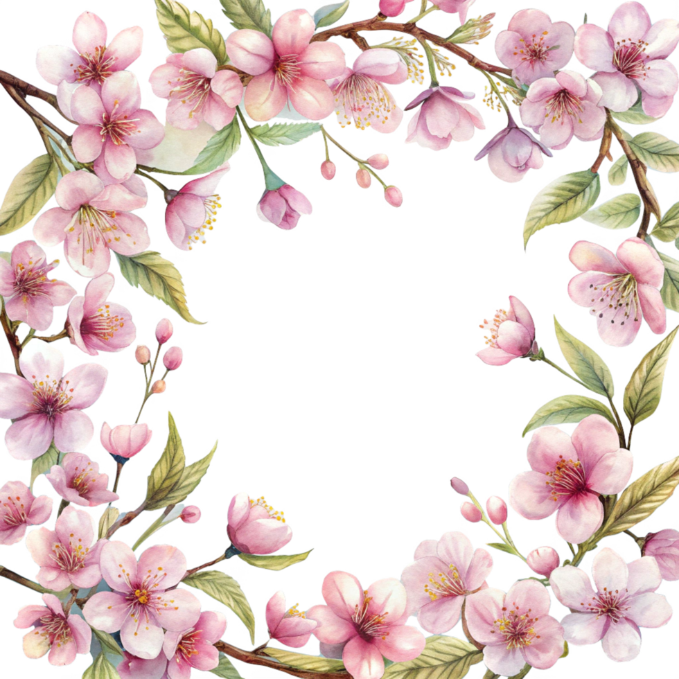 Cherry Blossom Branch Border Artwork png