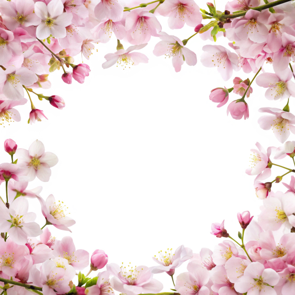 Cherry Blossom Branch Border Realistic Photo png