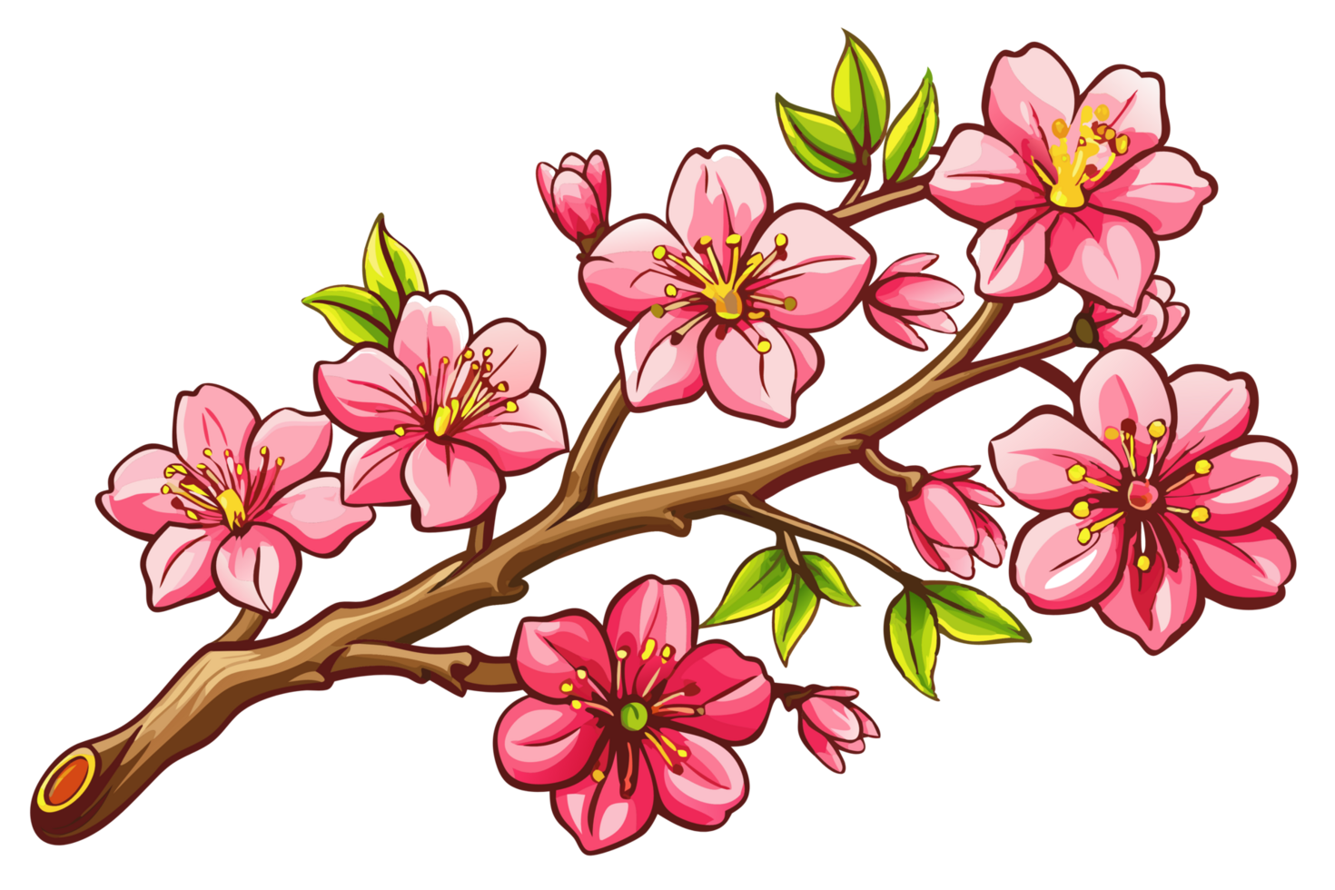 Cherry Blossom Branch Cartoon Art png
