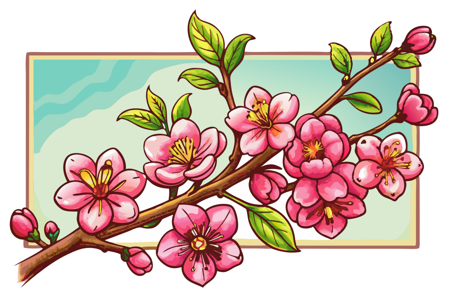 Cherry Blossom Branch Cartoon Concept png