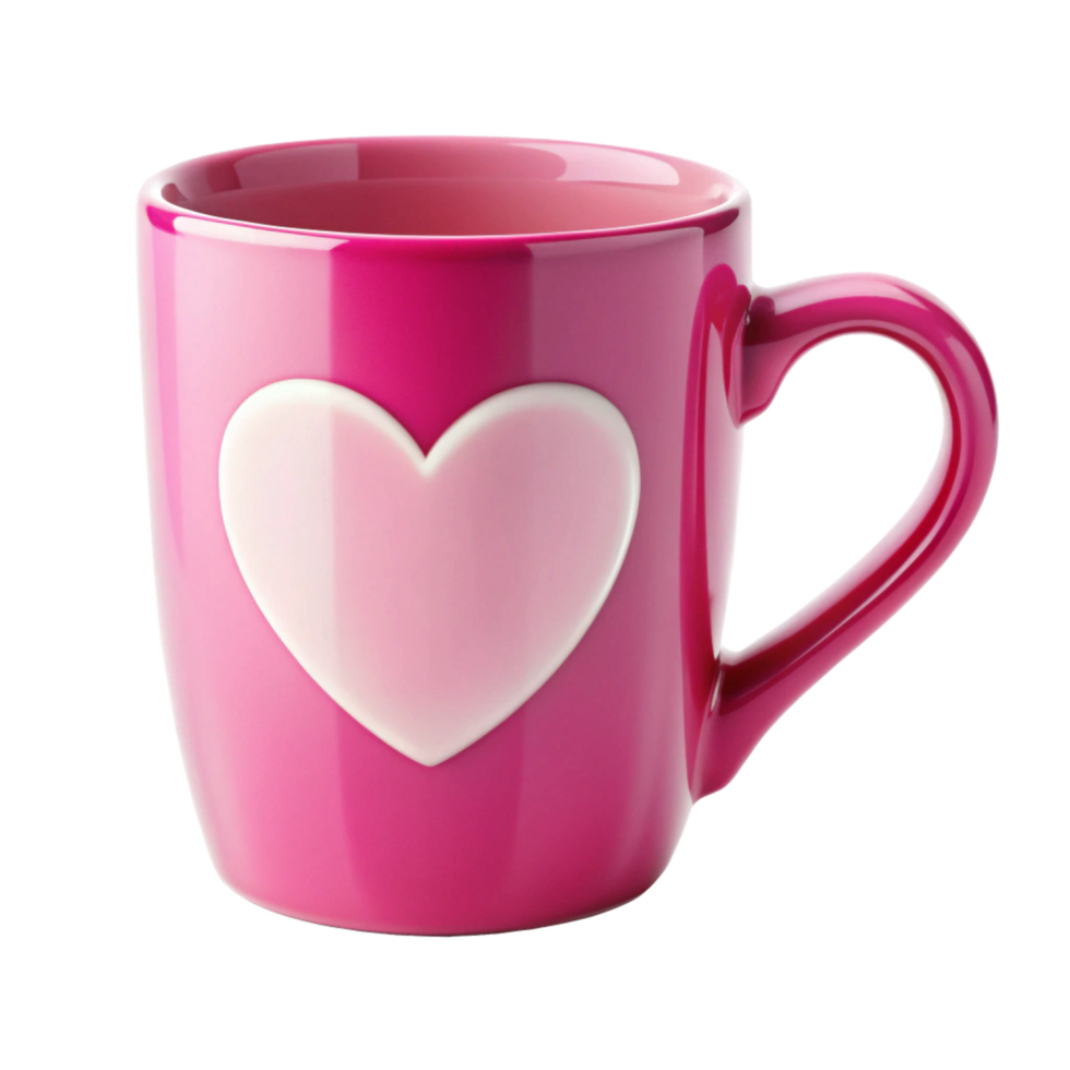 Pink Mug with Love Shape Concept png