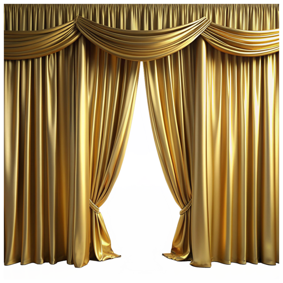 Elegant Gold Curtain Render png