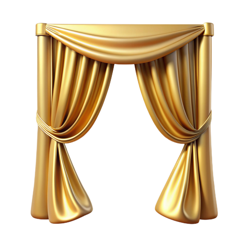 Luxury Gold Curtain 3d Render png
