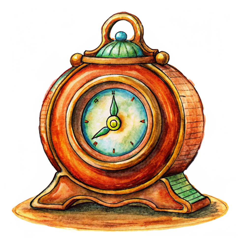 Scholar Clock Hand Drawn Illustration png