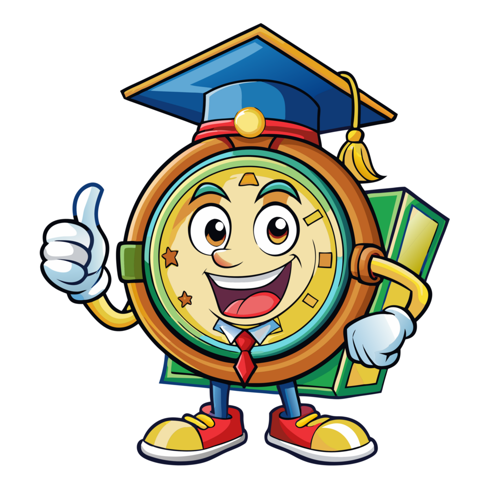 Scholar Clock Cartoon Graphic png