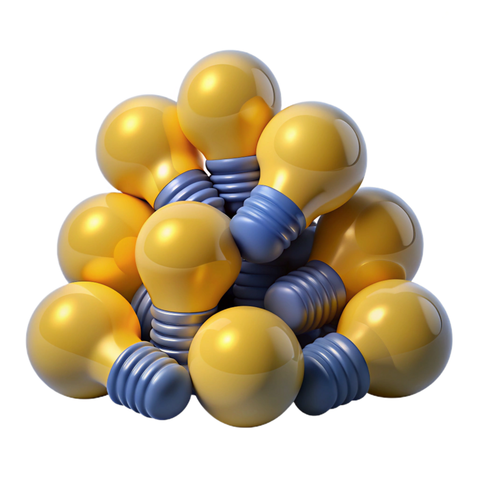 Heap of Bulb Lamp 3d Illustration png