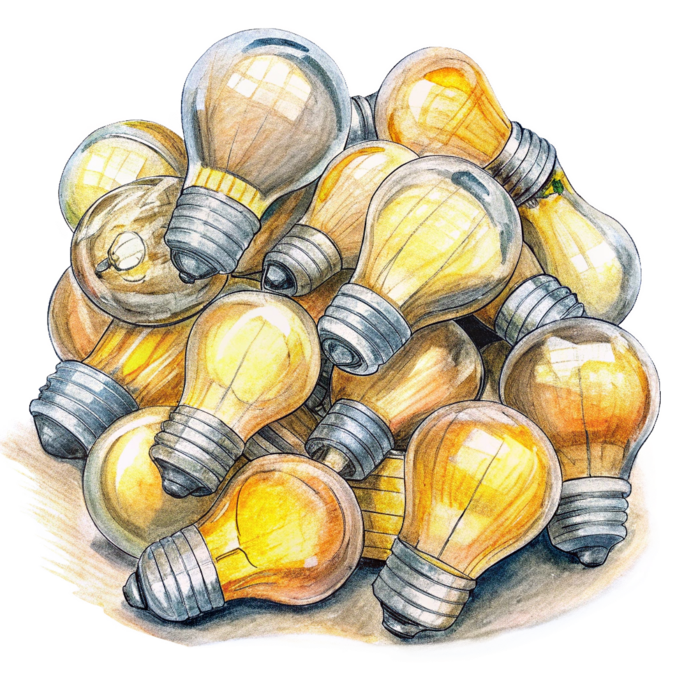Heap of Bulb Lamp Hand Drawn Clip png