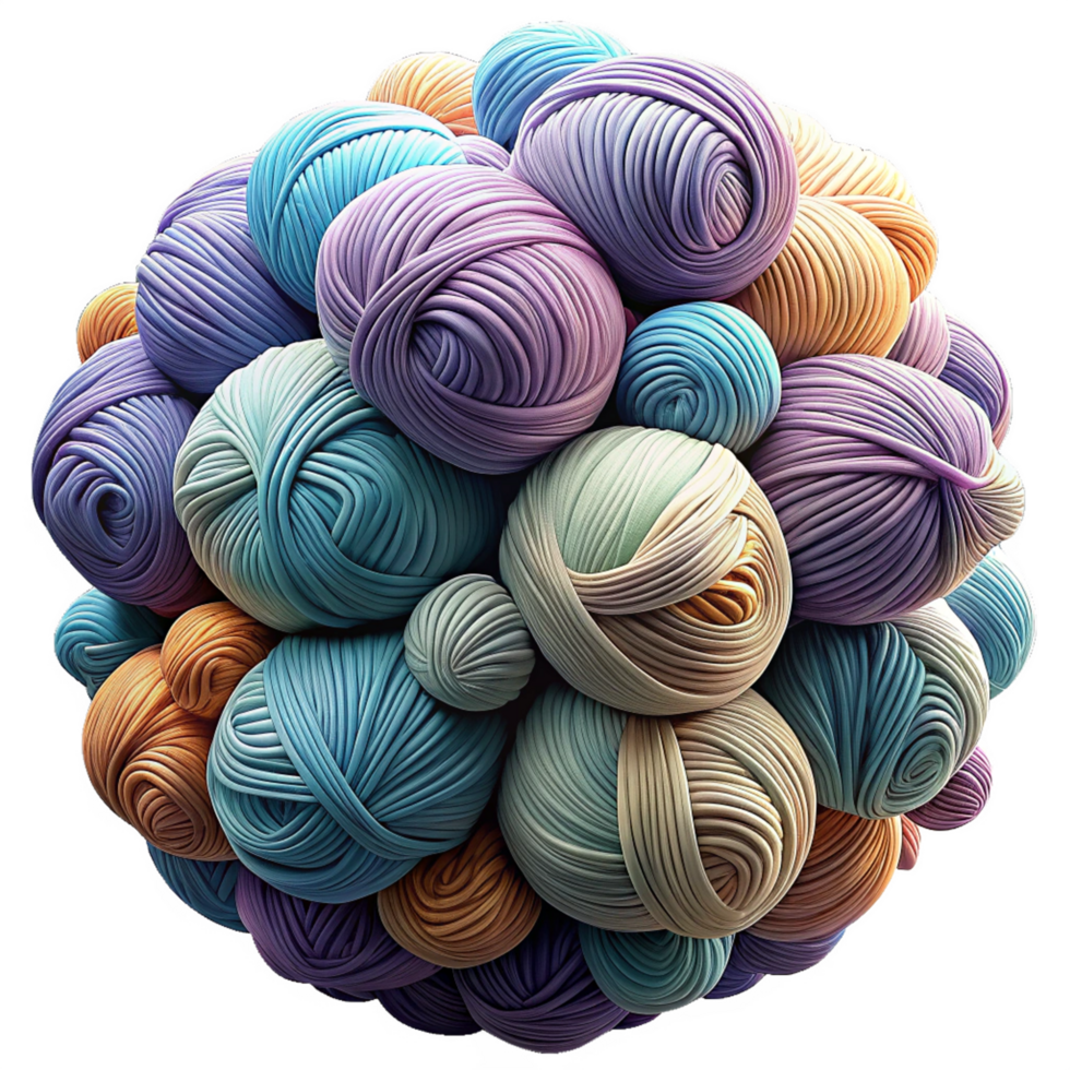 Heap of Yarns Balls 3d Render png