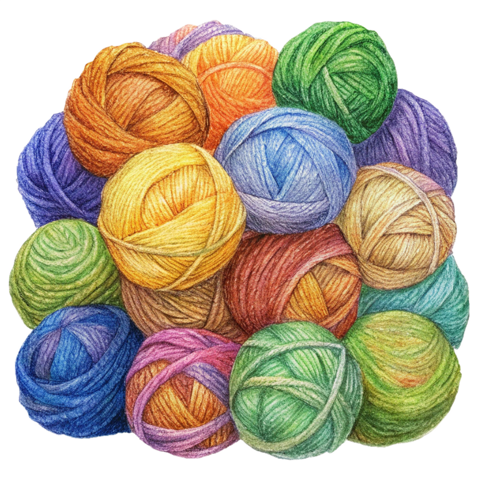 Heap of Yarn Balls Hand Drawn png