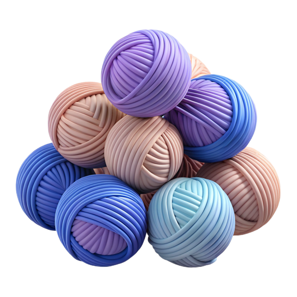 Heap of Yarn Balls 3d Illustration png
