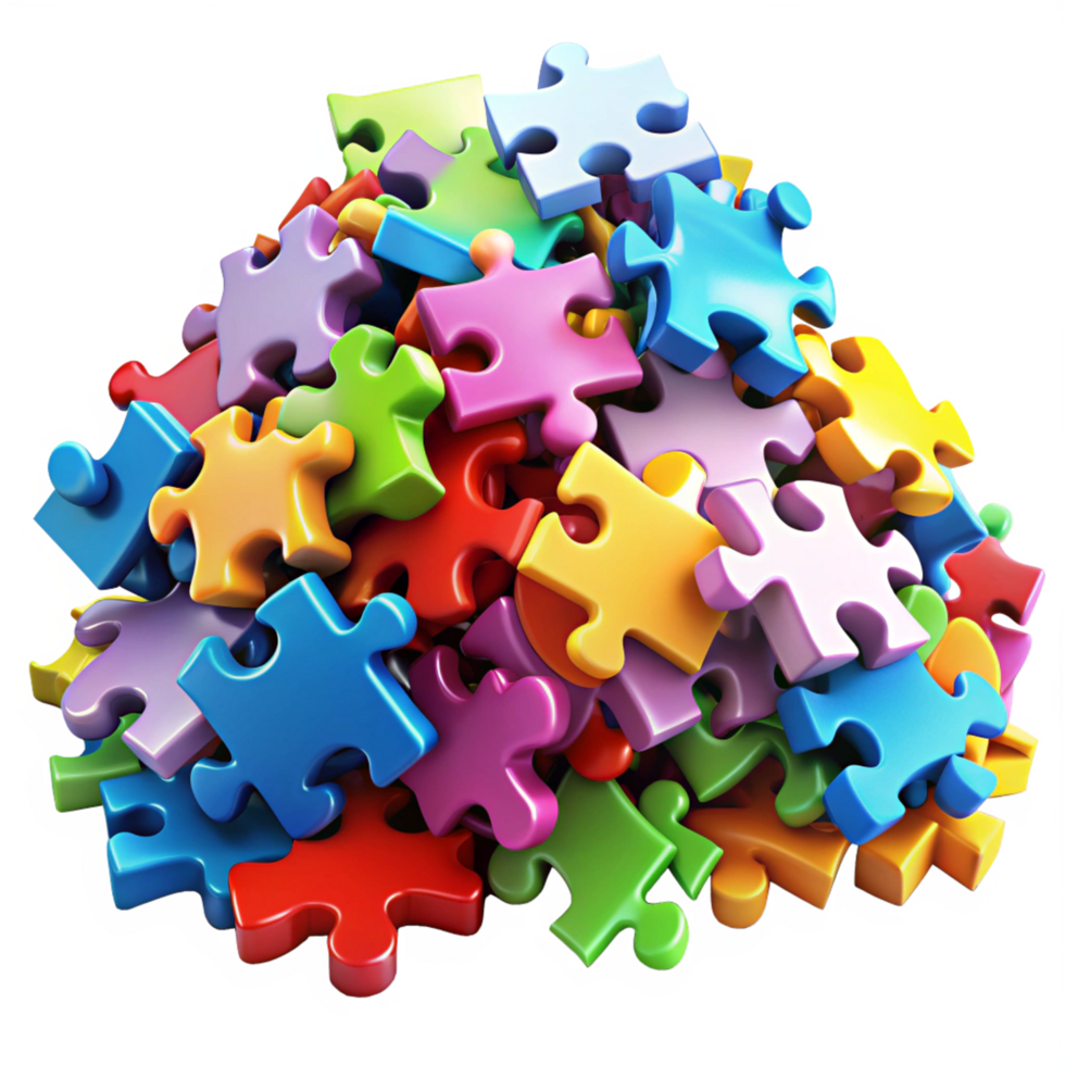 Heap of Puzzle Pieces Photo Realistic png