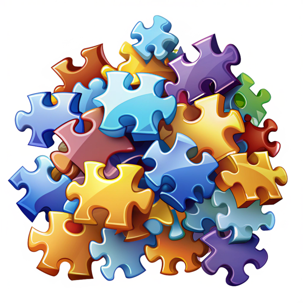 Heap of Puzzle Pieces Render png