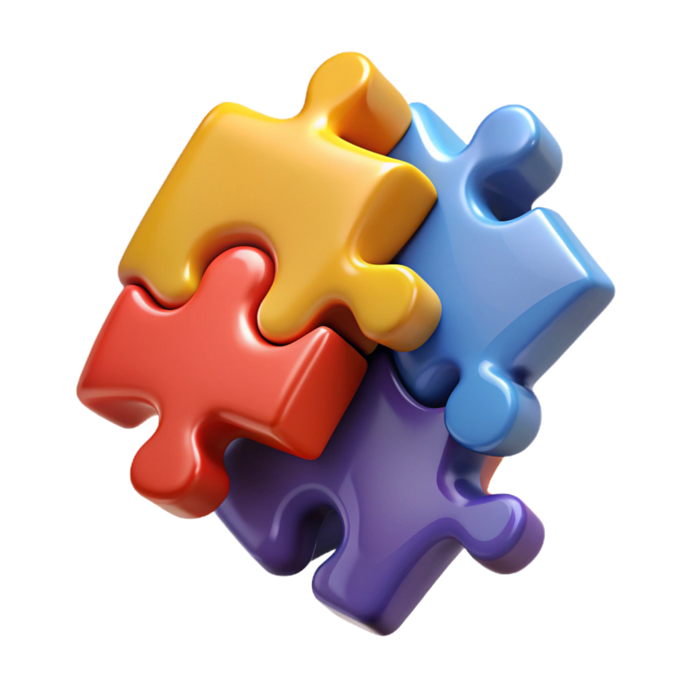 Heap of Puzzle Pieces 3D Concept png