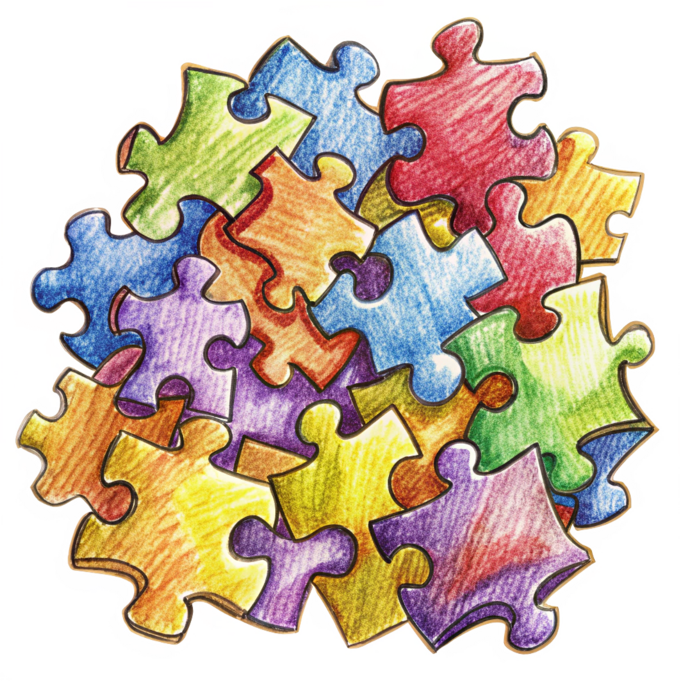 Heap of Puzzle Pieces Hand Drawn Object png