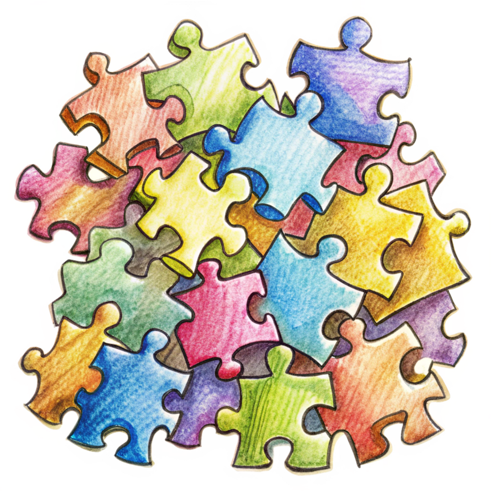 Heap of Puzzle Pieces Hand Drawn Graphic png