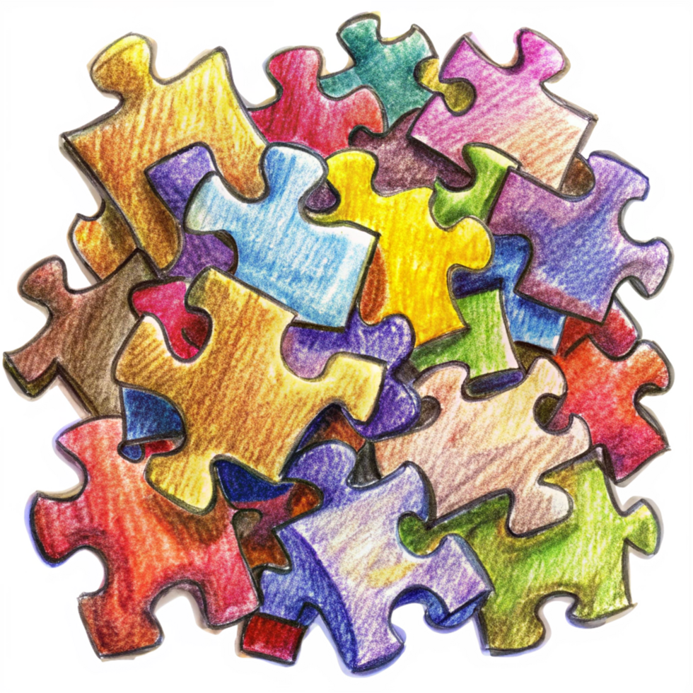 Heap of Puzzle Pieces Hand Drawn Concept png