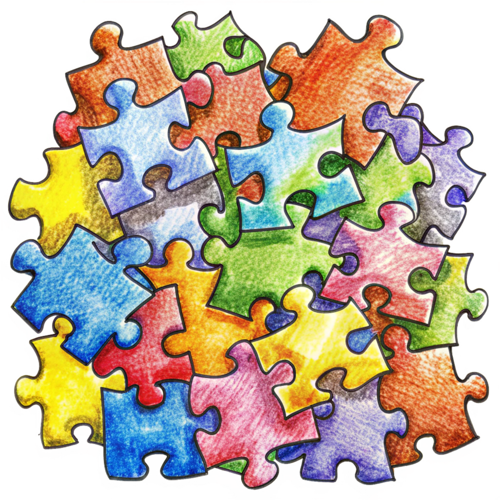 Heap of Puzzle Pieces Hand Drawn Design png