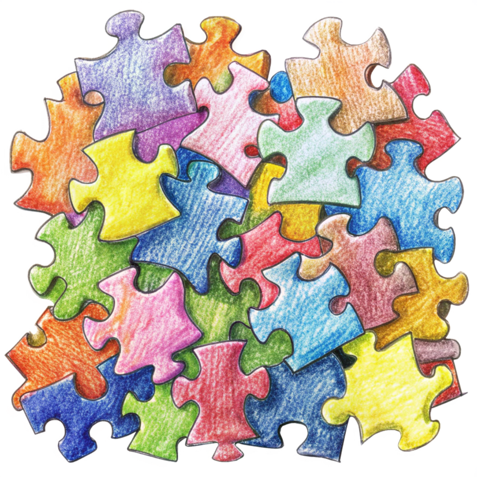 Heap of Puzzle Pieces Hand Drawn Illustration png