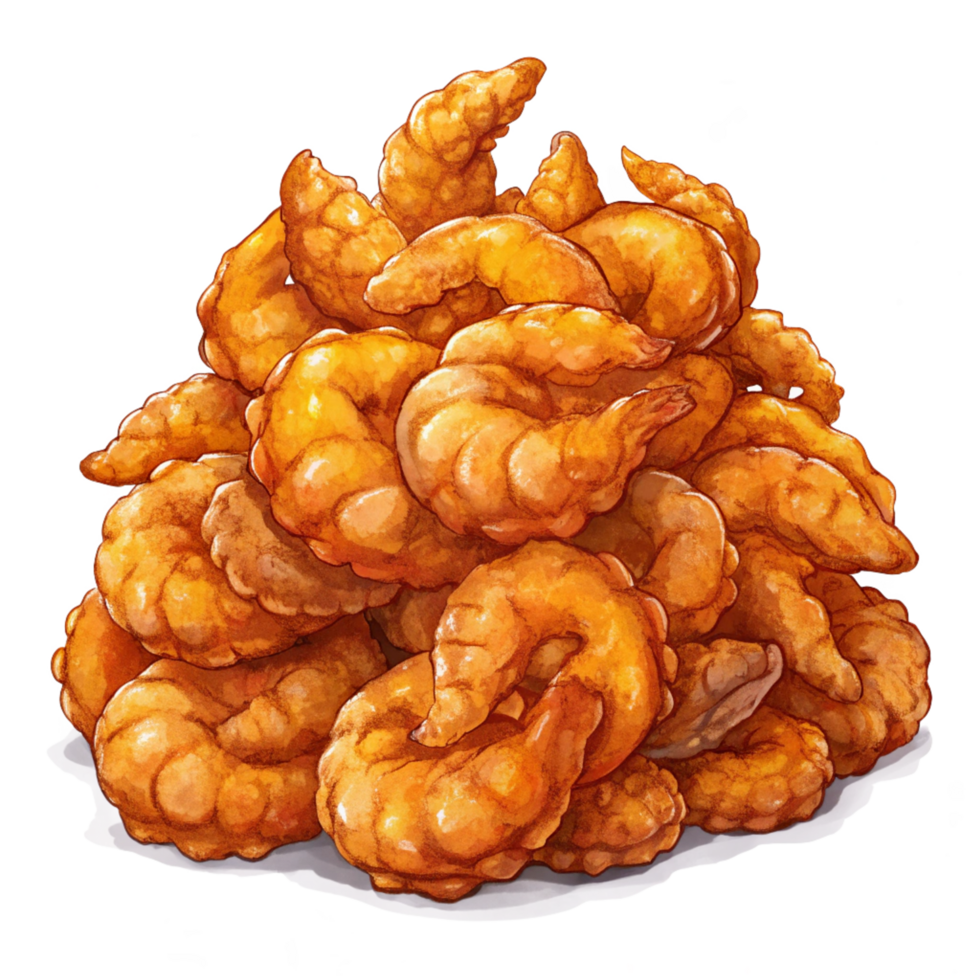 Heap of Fried Shrimps Illustration Style png