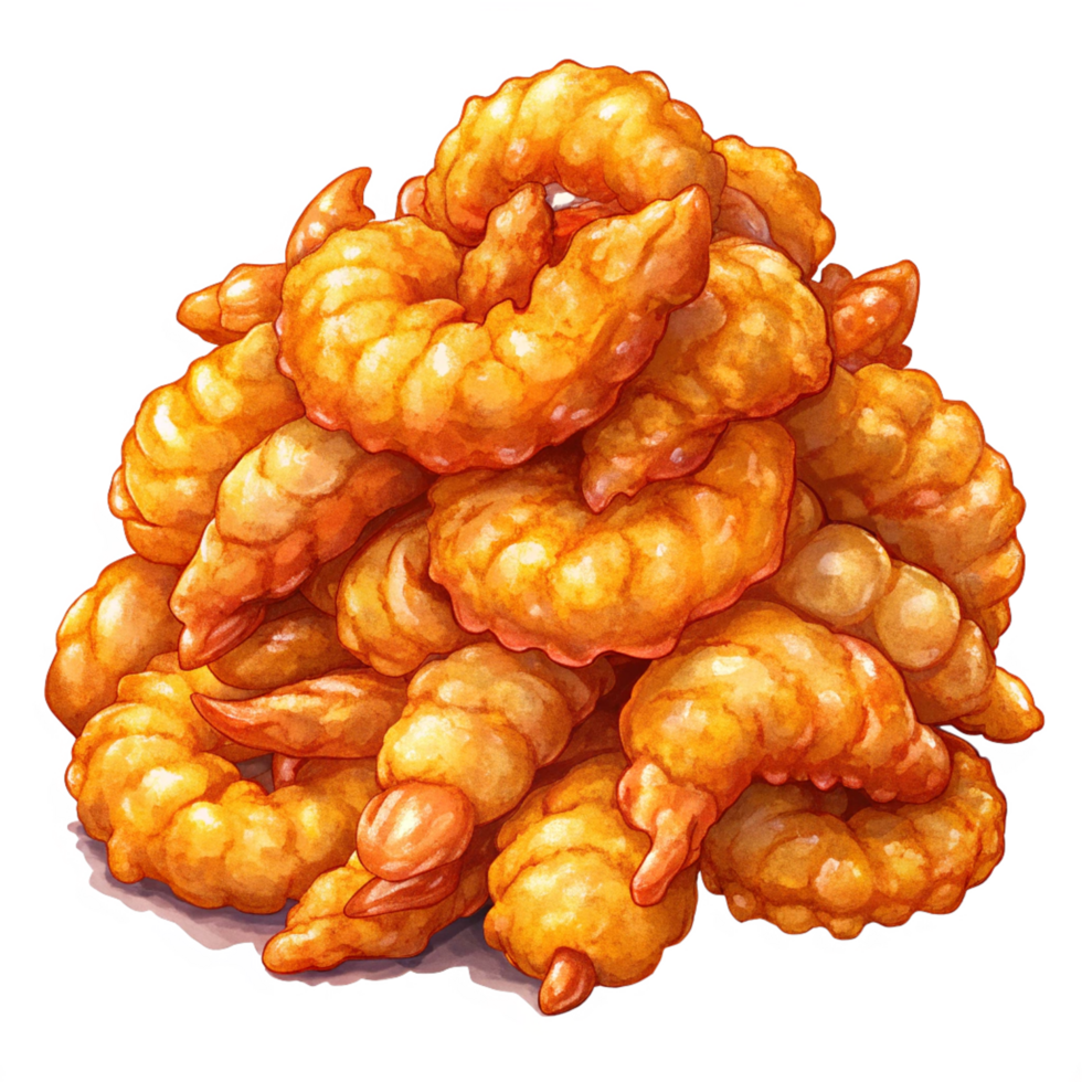 Heap of Fried Shrimps Illustration Painting png
