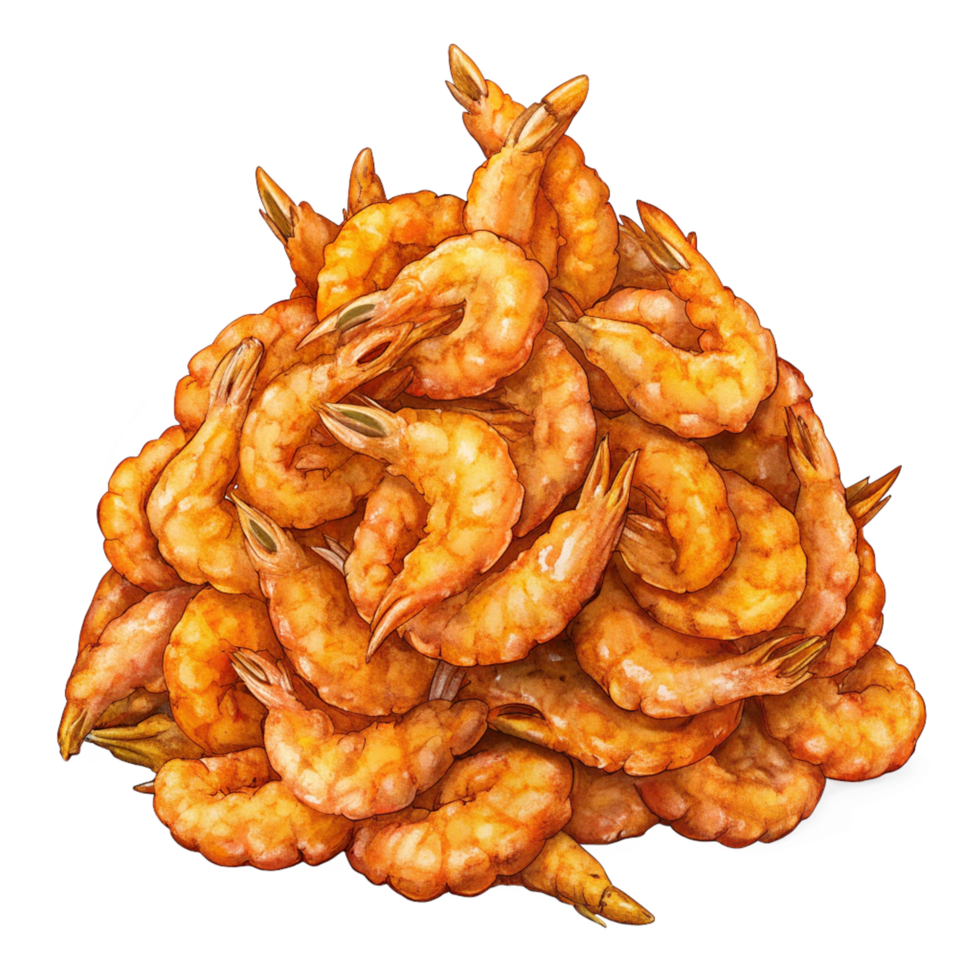 Heap of Fried Shrimps Illustration Drawing png