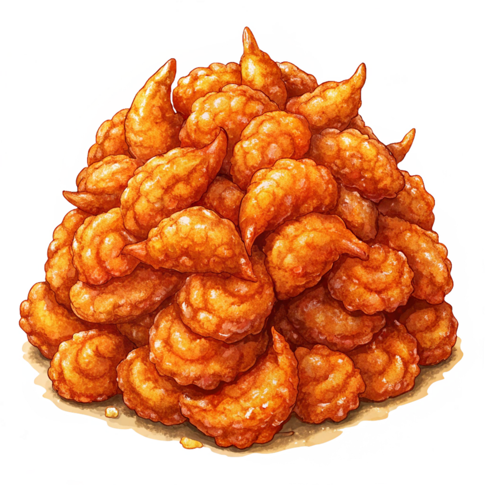 Heap of Fried Shrimps Illustration Art png