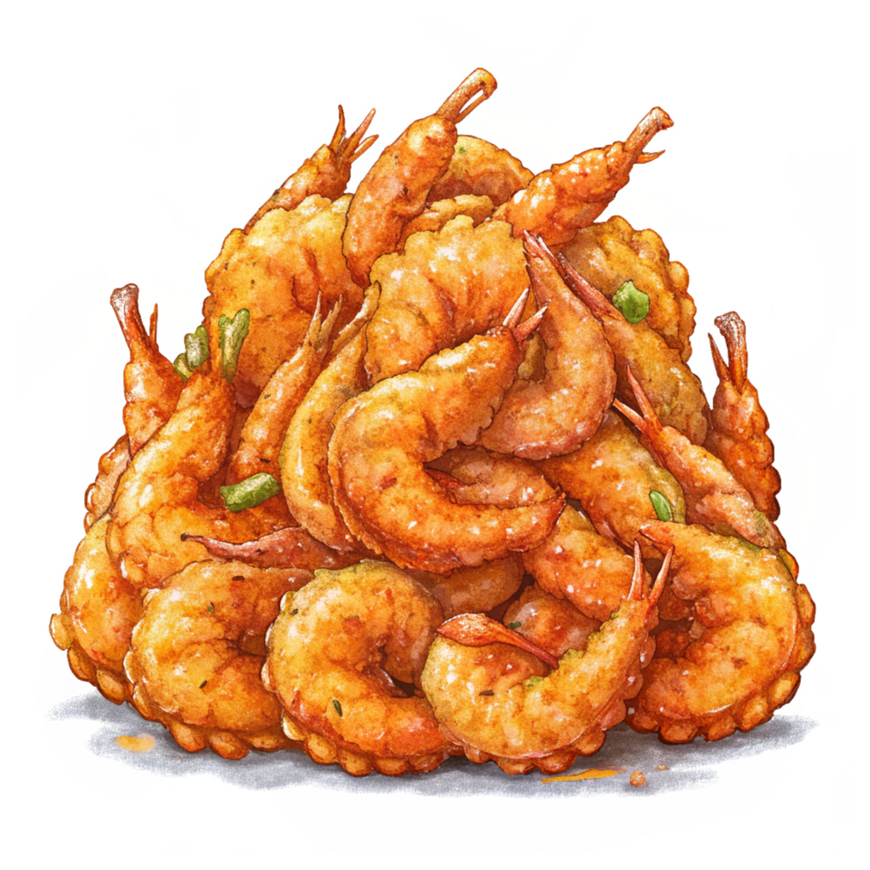 Heap of Fried Shrimps Illustration Graphic png