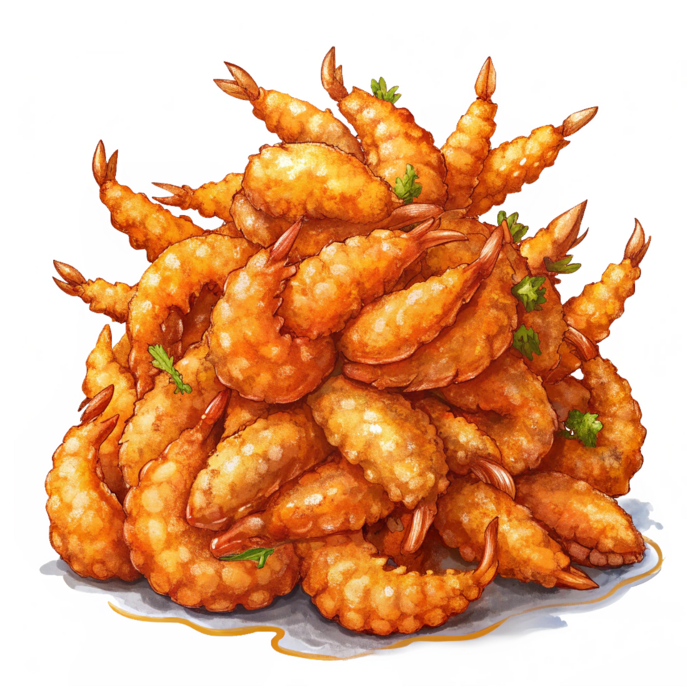 Heap of Fried Shrimps Illustration Image png