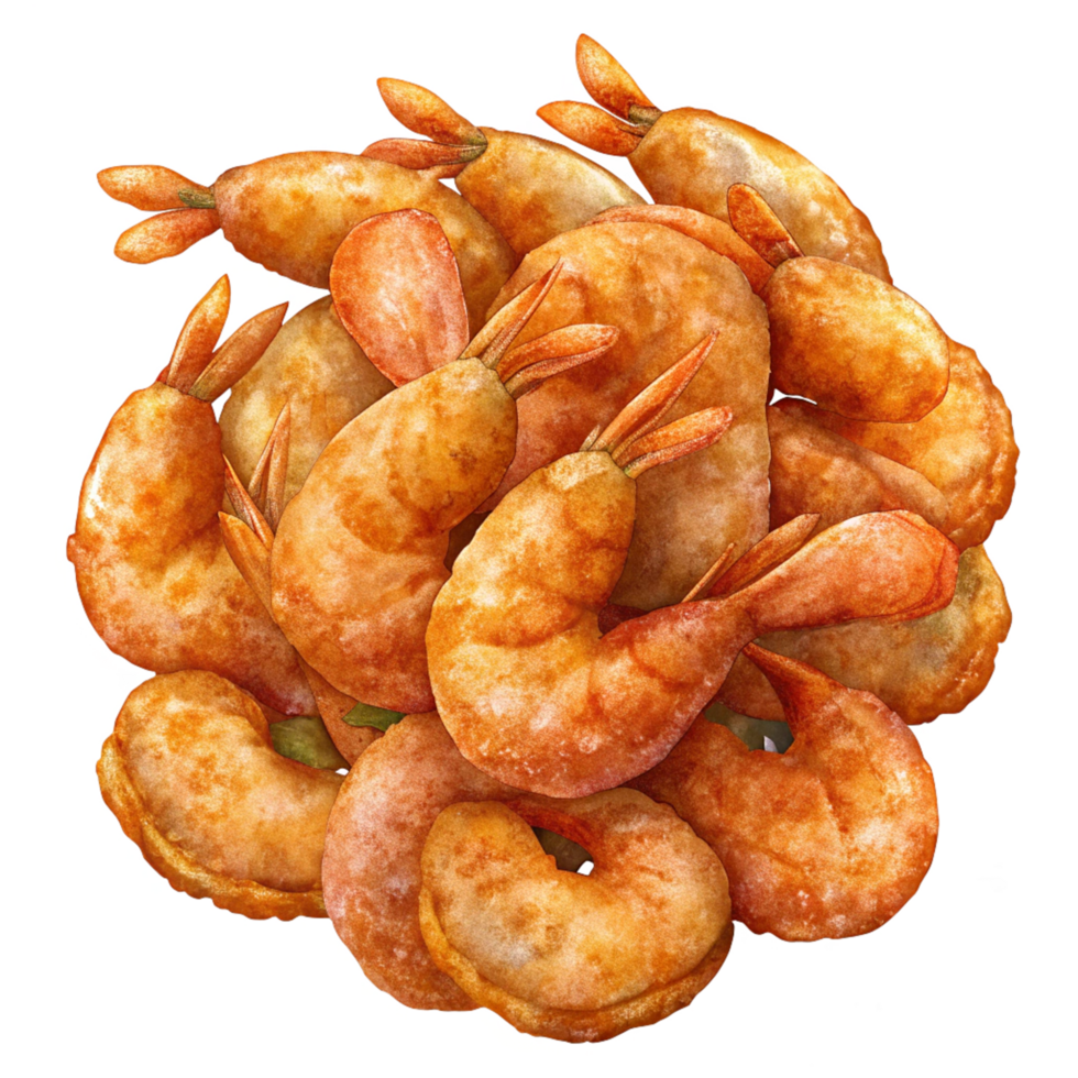 Heap of Fried Shrimps 3d Clip Art png