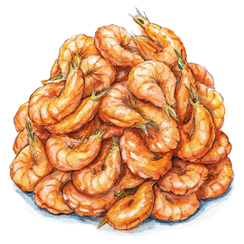 Heap of Fried Shrimps Hand Drawn Design png