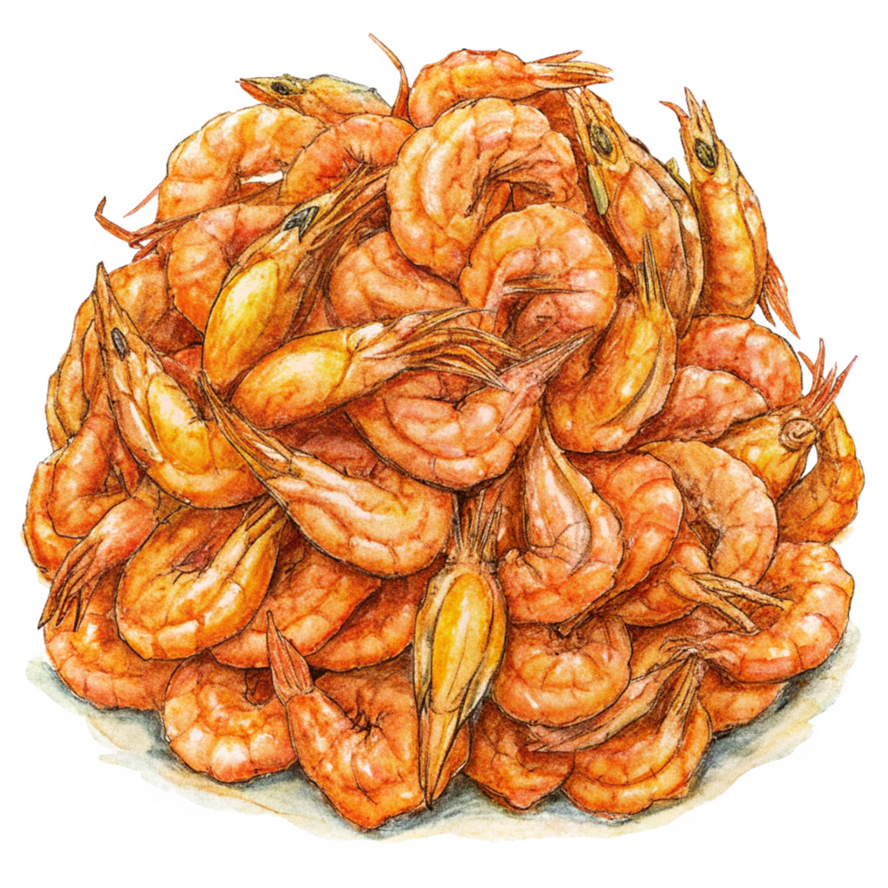 Heap of Fried Shrimps Hand Drawn Style png