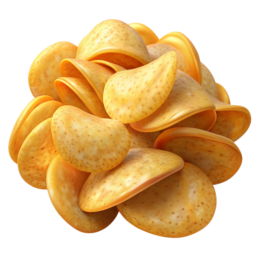 Heap of Potato Chips Snack 3d Asset png