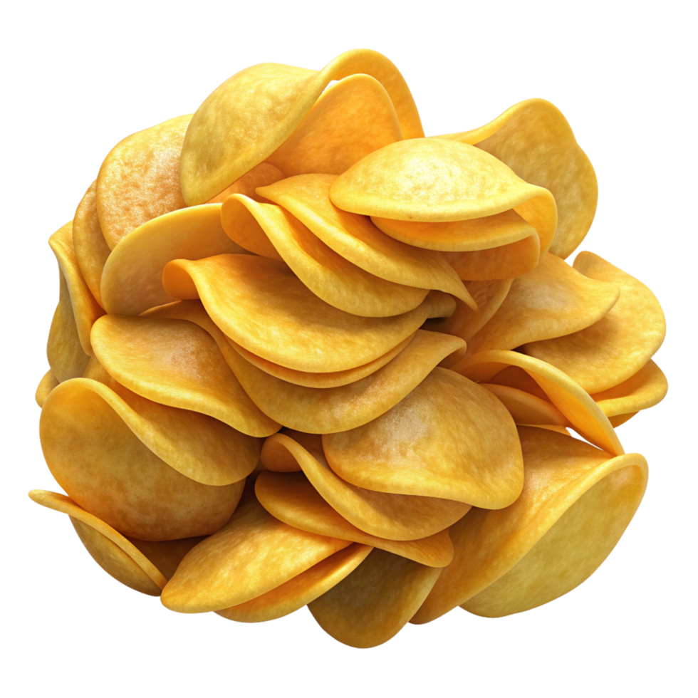 Heap of Potato Chips Snack 3d Graphic png