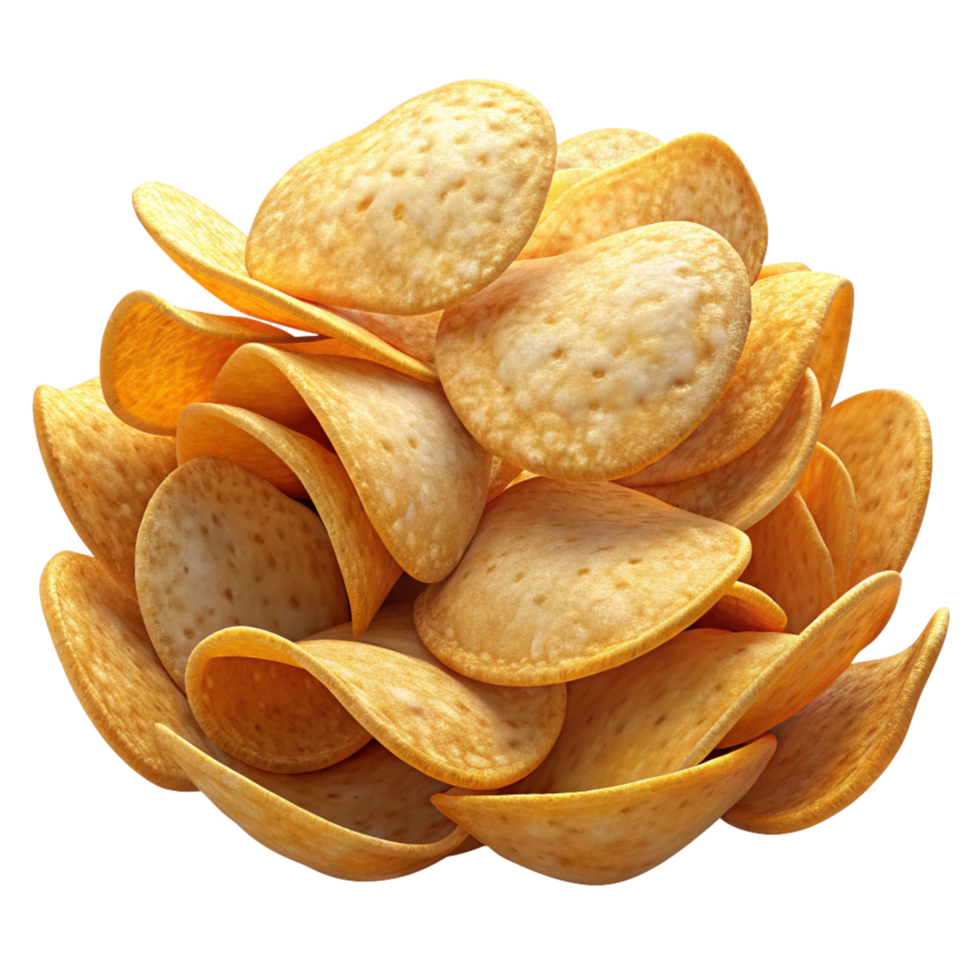 Heap of Potato Chips Snack 3d Render png