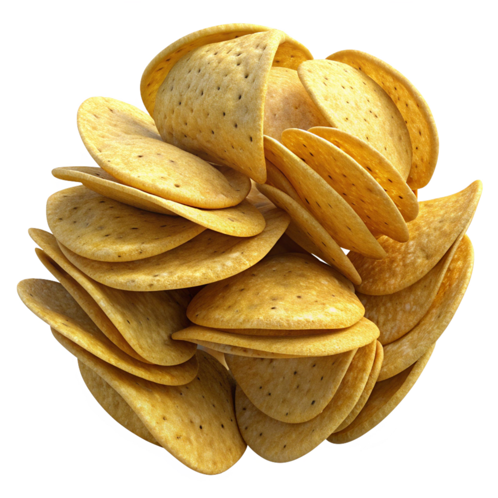 Heap of Potato Chips Snack 3d Image png