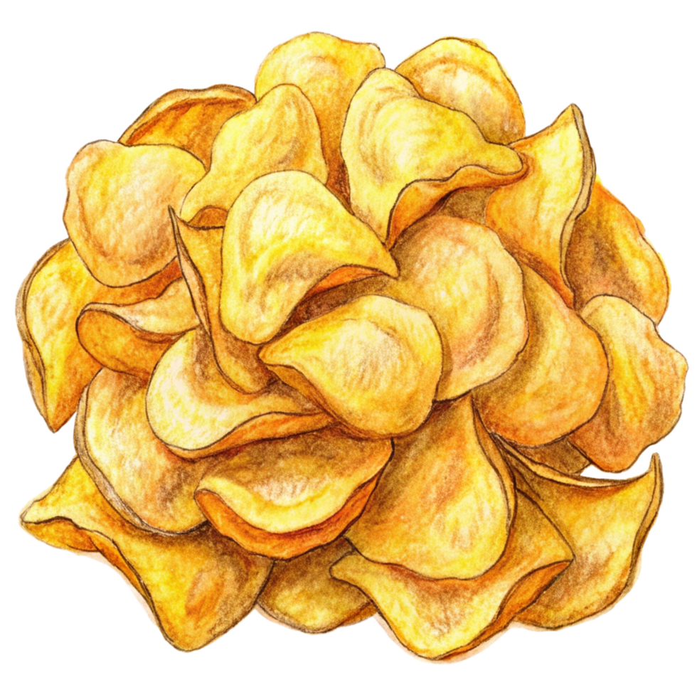 Heap of Potato Chips Hand Drawn Concept png