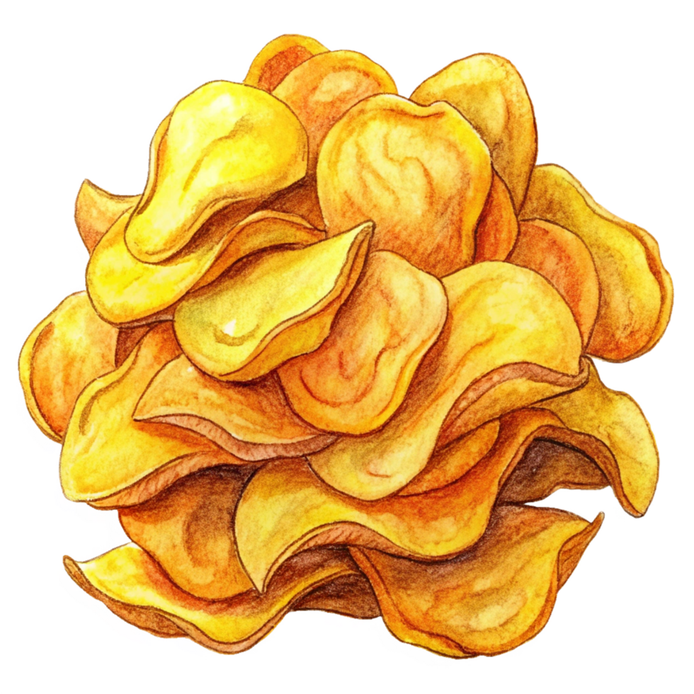 Heap of Potato Chips Hand Drawn Image png