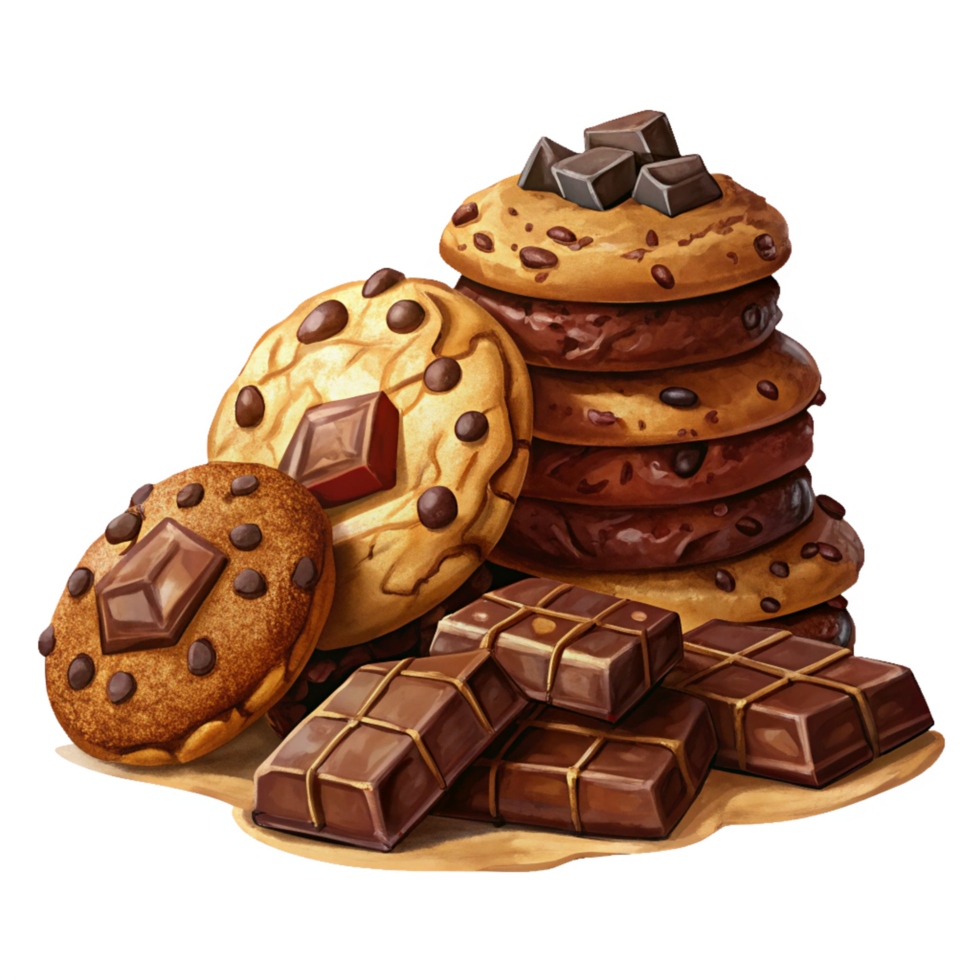 Heap of Cookies and Chocolate Drawing png