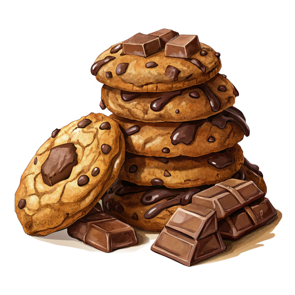 Heap of Cookies and Chocolate Painting png