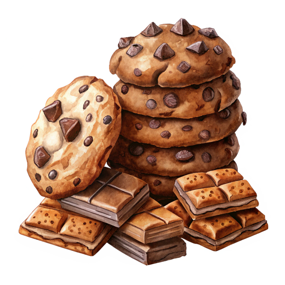 Heap of Cookies and Chocolate Graphic png