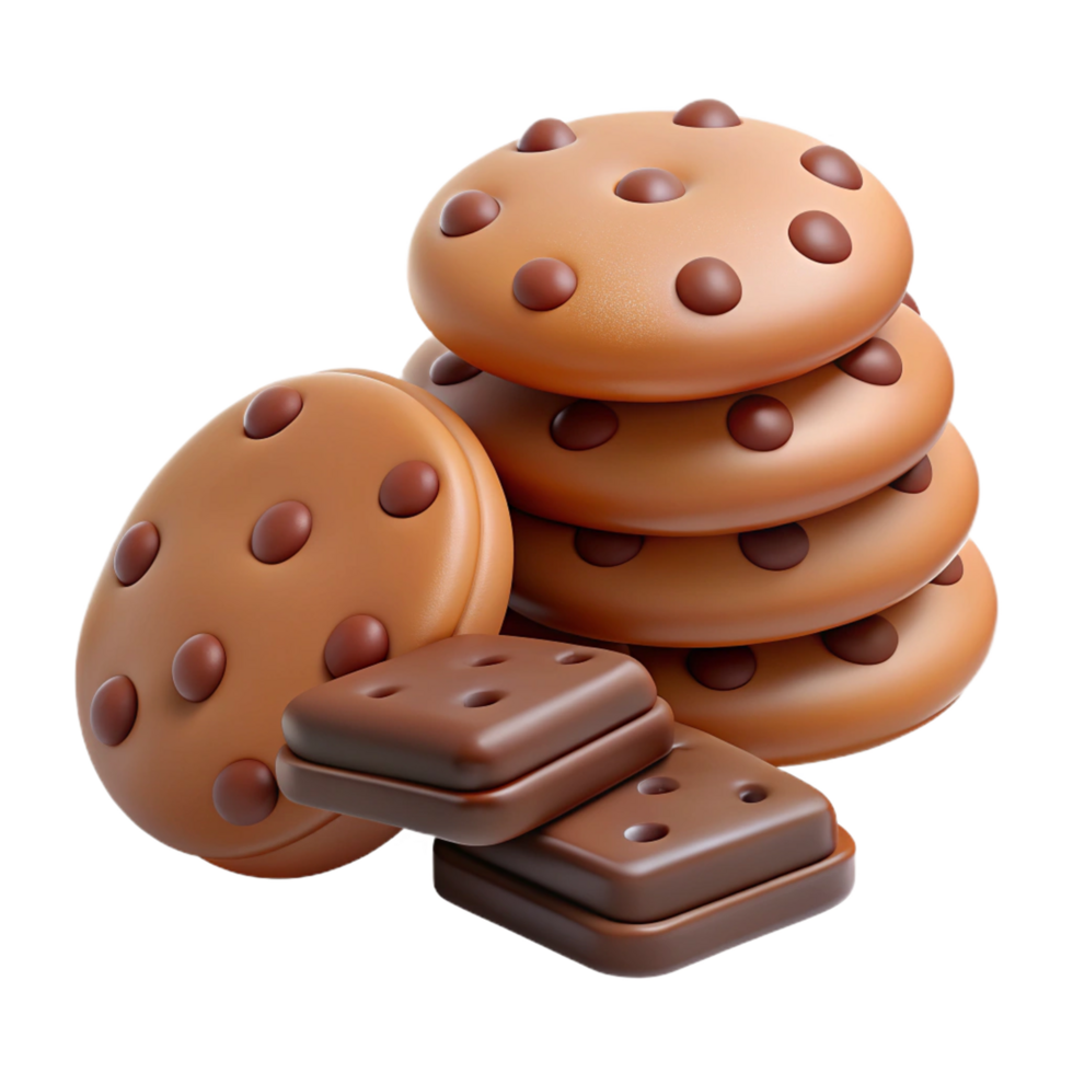 Heap of Cookies and Chocolate 3d Clip png
