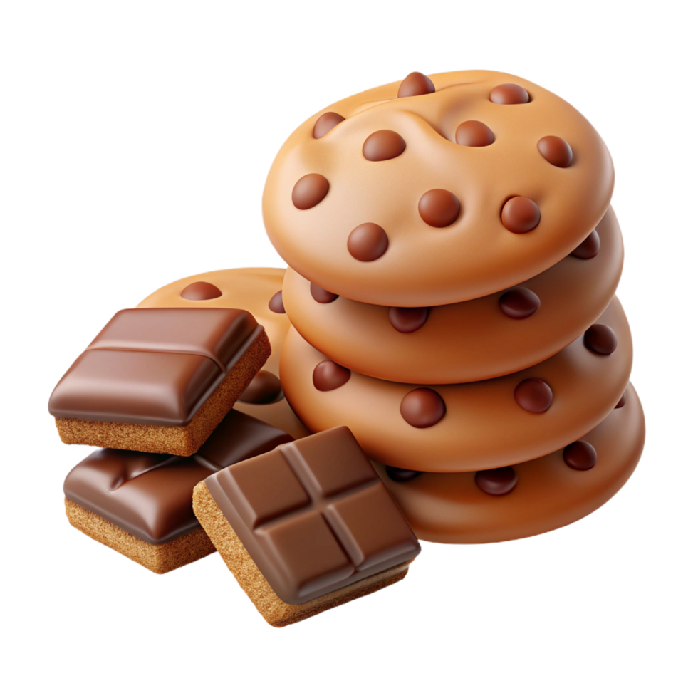Heap of Cookies and Chocolate 3d Style png