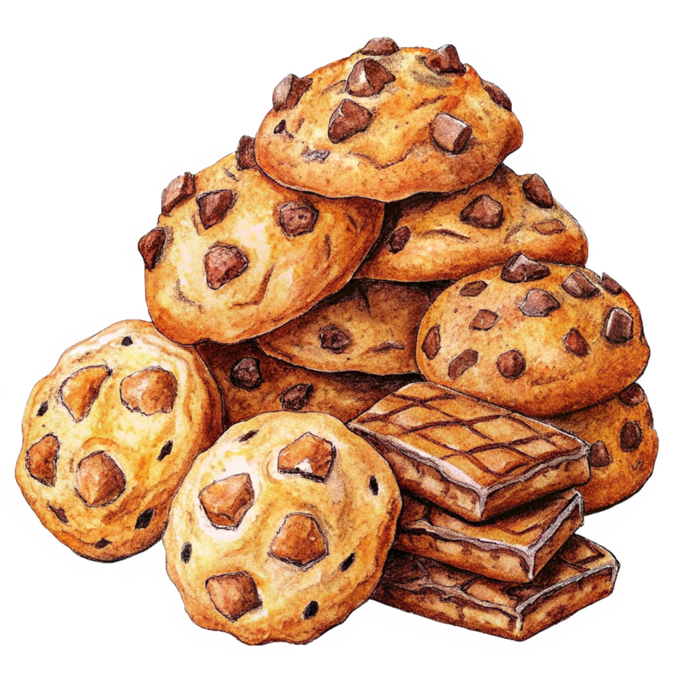 Heap of Cookies and Chocolate Hand Drawn Clip Art png