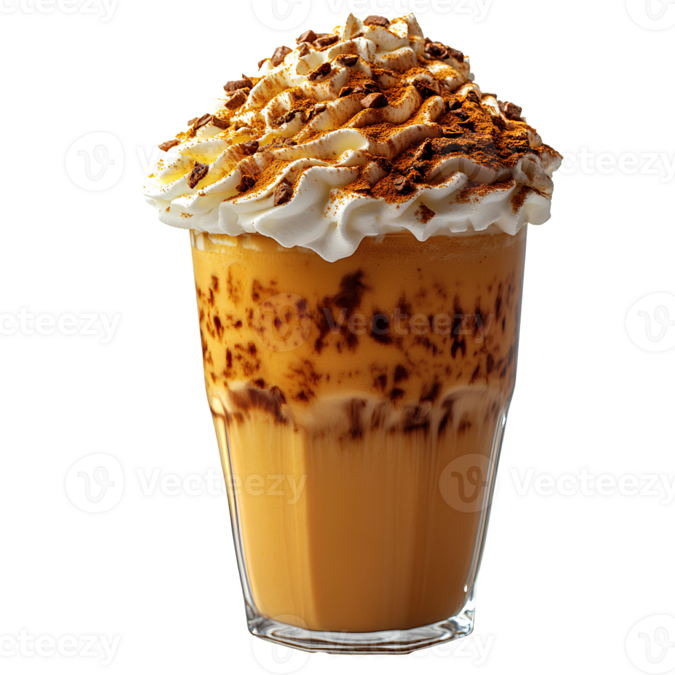 Pumpkin spice latte . Cup of warm pumpkin spice latte during autumn fall time. pumpkin spice latte with nutmeg, vanilla and espresso coffee in cup . sweet fall beverage isolated png