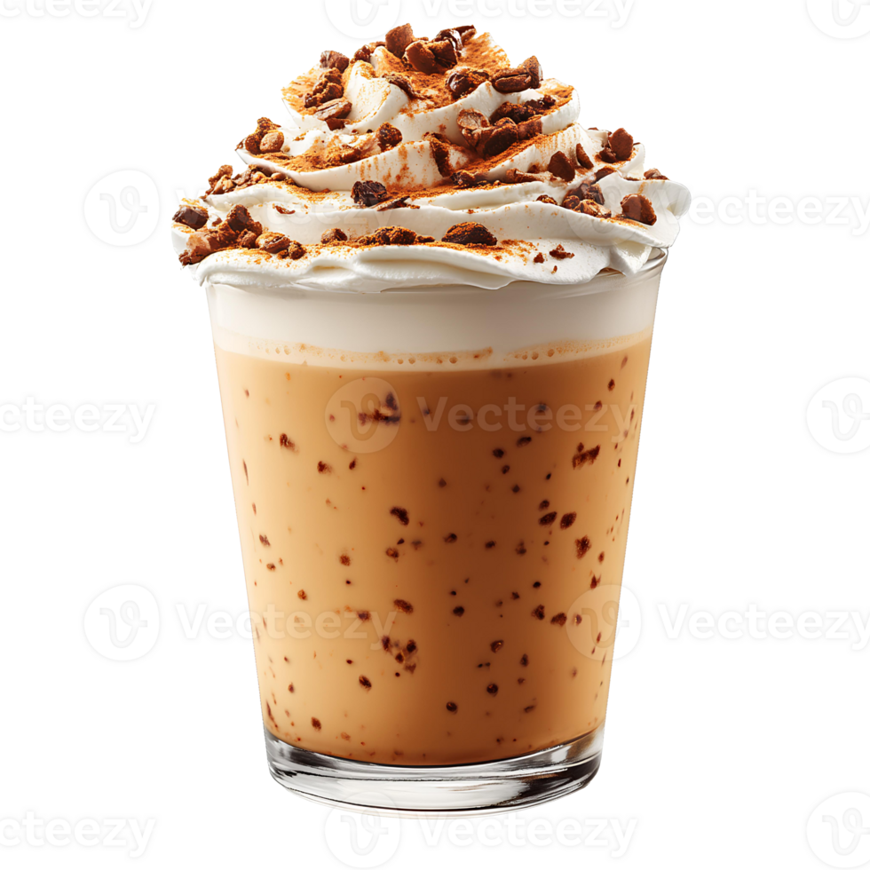 Pumpkin spice latte . Cup of warm pumpkin spice latte during autumn fall time. pumpkin spice latte with nutmeg, vanilla and espresso coffee in cup . sweet fall beverage isolated png