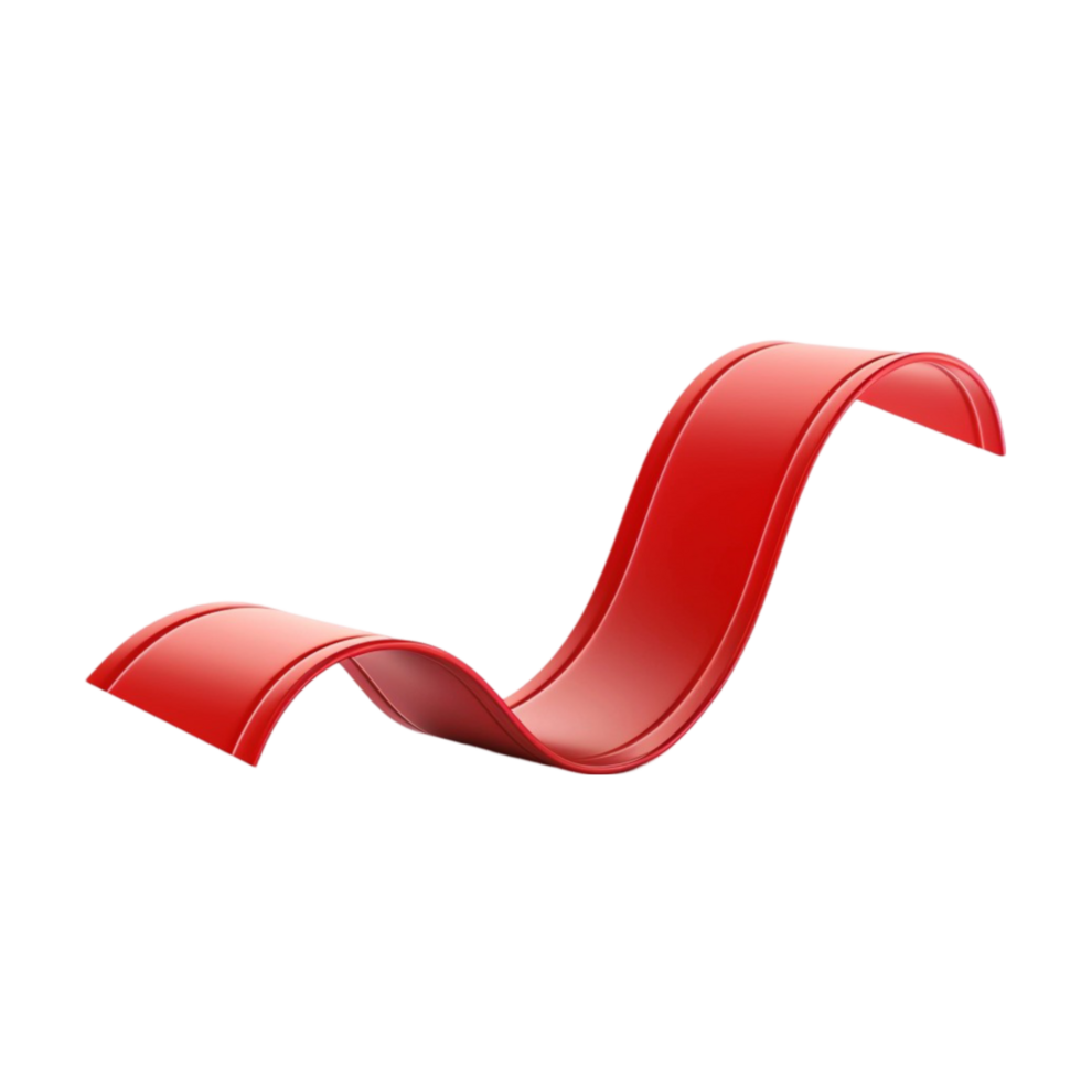 Sleek Red Curved Chair Isolated Transparent Background png