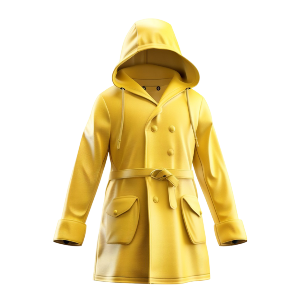 Stylish Yellow Raincoat Isolated on Transparent Background png